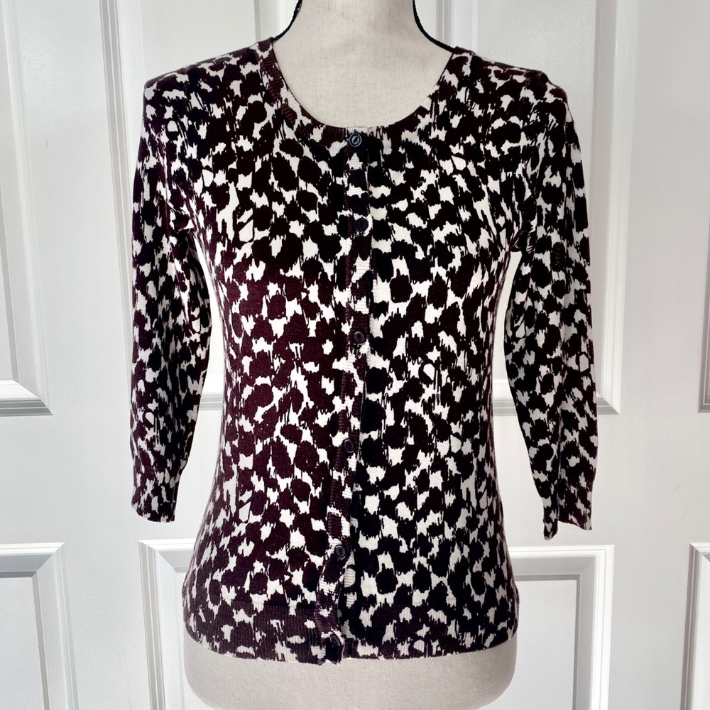 Joseph A Button Down Print Cardigan Sweater